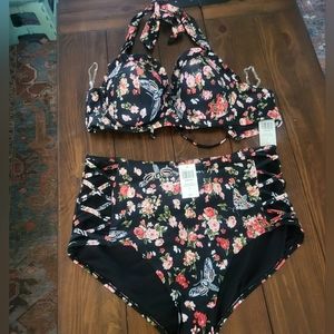 Floral Death's Head Moth High Rise Bikini- Silence of the Lambs